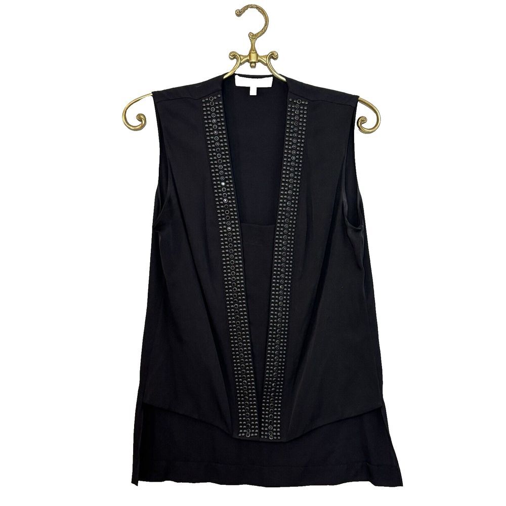 Robert Rodriguez Women's Size 4 Silk Blouse Sleeveless Beaded Black